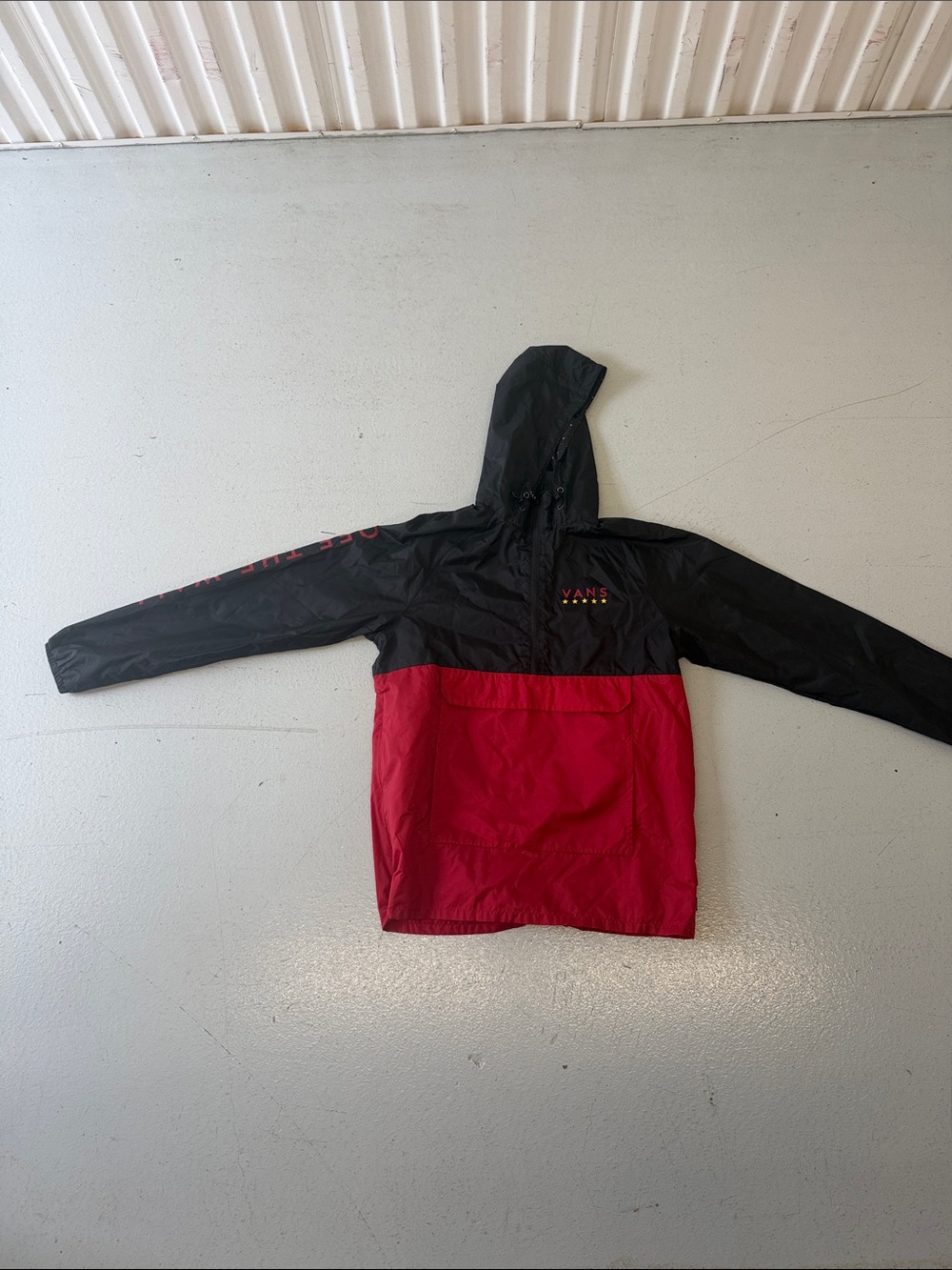 Vans Black and Red Colorblock Hooded Pullover